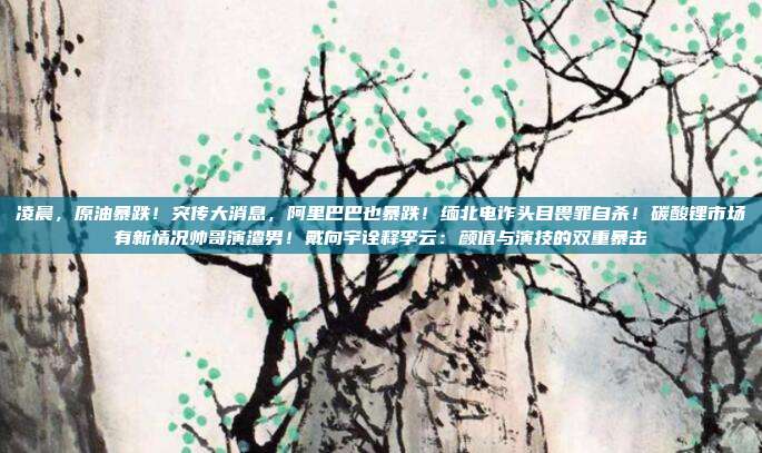 凌晨，原油暴跌！突传大消息，阿里巴巴也暴跌！缅北电诈头目畏罪自杀！碳酸锂市场有新情况帅哥演渣男！戴向宇诠释李云：颜值与演技的双重暴击