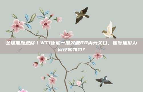 全球能源观察｜WTI原油一度突破80美元关口，国际油价为何逆转跌势？