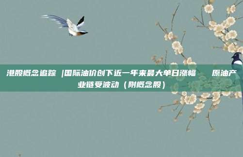 港股概念追踪 |国际油价创下近一年来最大单日涨幅   原油产业链受波动（附概念股）