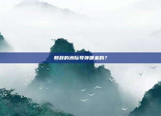 朝鲜的洲际导弹哪来的？