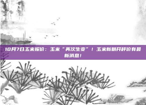 10月7日玉米报价：玉米“再次生变”！玉米新粮开秤价有最新消息！