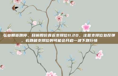 弘业期货跌停，目前股价靠近支撑位11.20，注意支撑位处反弹，若跌破支撑位则可能会开启一波下跌行情