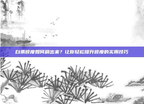 白条额度如何刷出来？让你轻松提升额度的实用技巧