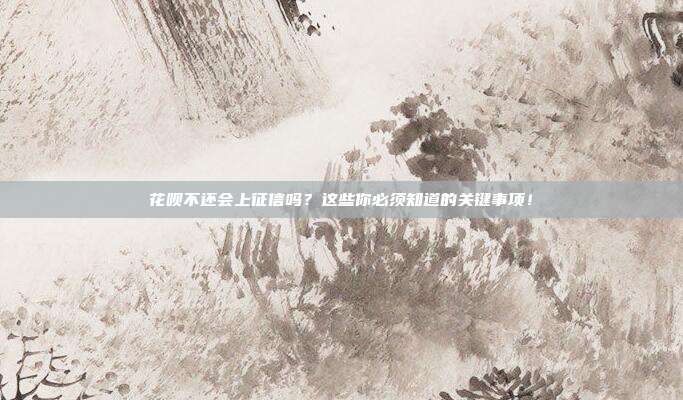 花呗不还会上征信吗？这些你必须知道的关键事项！