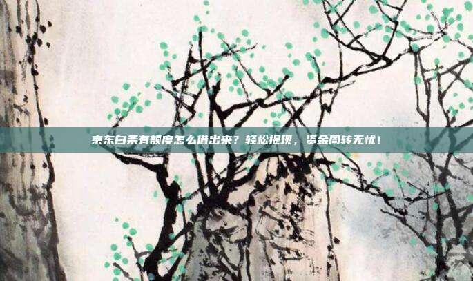 京东白条有额度怎么借出来？轻松提现，资金周转无忧！