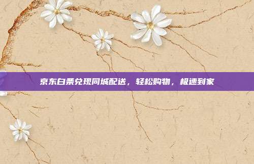 京东白条兑现同城配送，轻松购物，极速到家