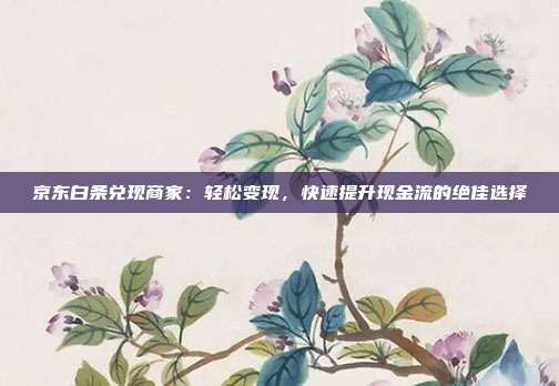 京东白条兑现商家：轻松变现，快速提升现金流的绝佳选择