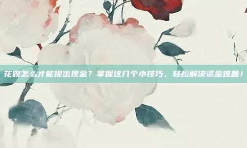 花呗怎么才能提出现金？掌握这几个小技巧，轻松解决资金难题！