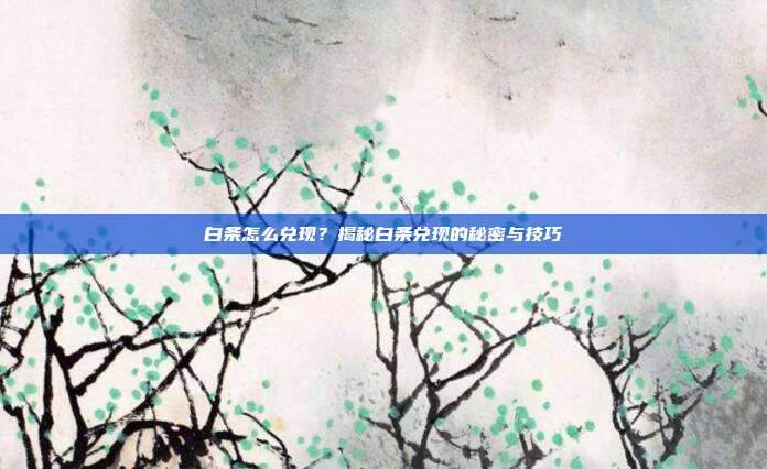 白条怎么兑现？揭秘白条兑现的秘密与技巧