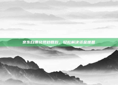 京东白条兑现秒回款,轻松解决资金难题