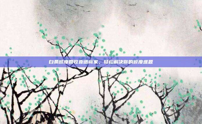 白条额度回收靠谱商家,轻松解决你的额度难题