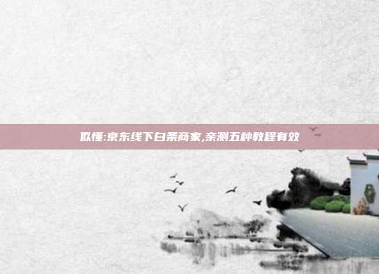 似懂:京东线下白条商家,亲测五种教程有效