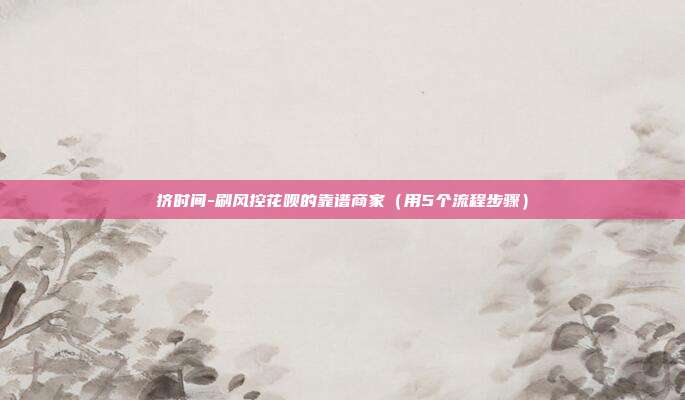 挤时间-刷风控花呗的靠谱商家（用5个流程步骤）