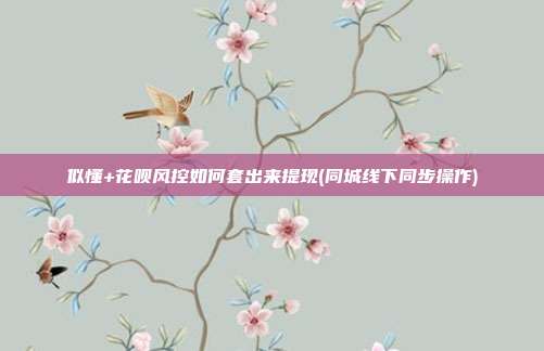 似懂+花呗风控如何套出来提现(同城线下同步操作)
