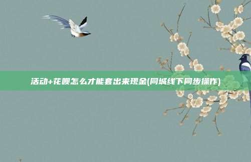 活动+花呗怎么才能套出来现金(同城线下同步操作)