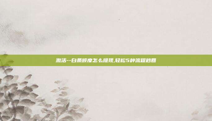 激活--白条额度怎么提现,轻松5种流程秒回