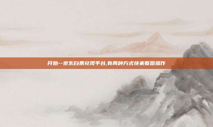 开始--京东白条兑现平台,有两种方式快来看图操作