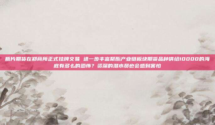 瓶片期货在郑商所正式挂牌交易 进一步丰富聚酯产业链板块期货品种供给10000的海底有多么的恐怖？资深的潜水员也会感到害怕