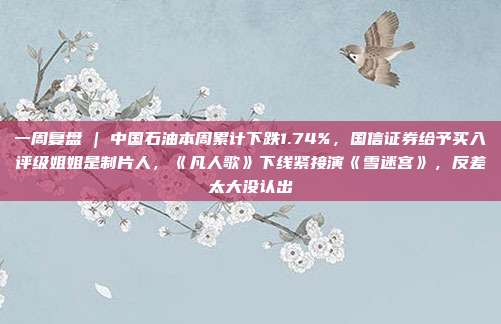 一周复盘 | 中国石油本周累计下跌1.74%，国信证券给予买入评级姐姐是制片人，《凡人歌》下线紧接演《雪迷宫》，反差太大没认出